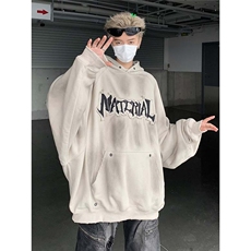 美式复古做脏情侣卫衣男小众贴布涂鸦印花潮牌设计感宽松上衣，男装卫衣，星座506A