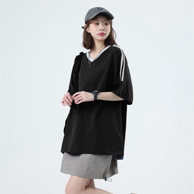 T8925-P40M-6XL大码撞色插肩袖美式重磅男女同款短袖T恤控79,男装T恤,星座109