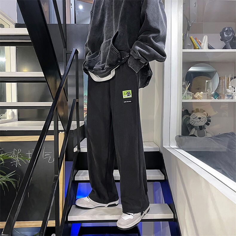 华夫格美式vibe高街裤子男潮牌直筒裤K313P33,男装休闲裤,星座1116-2