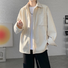 8XL-M加绒灯芯绒衬衫大码复古秋冬翻领上衣外套CS9001/P58加绒68，男装衬衫，电商B238