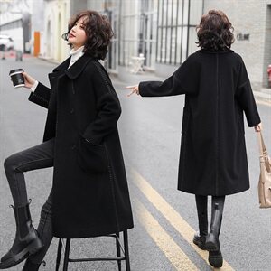 双面尼羊毛大衣2021年新款赫本风冬装高档中长款双面尼含羊绒大衣图片
