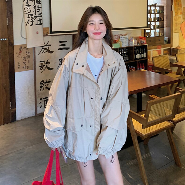 设计感炸街工装冲锋衣外套女2025春秋季新款韩系休闲短款夹克上衣,女装短外套,2C260