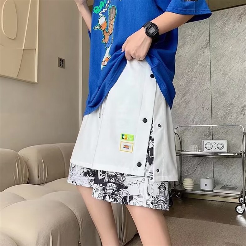 休闲短裤男韩版潮流假两件高街帅2024春夏季新款运动裤K3378-P30,男装休闲裤,星座412