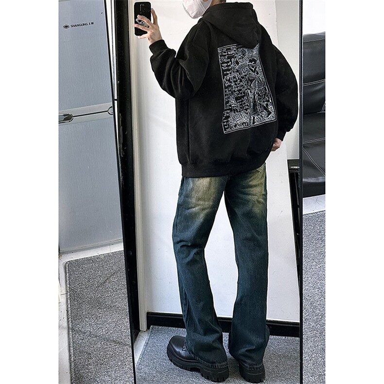 B221美式ins高街暗黑光版修身微喇牛仔裤LK23137-P55控78,男装牛仔裤,电商B221