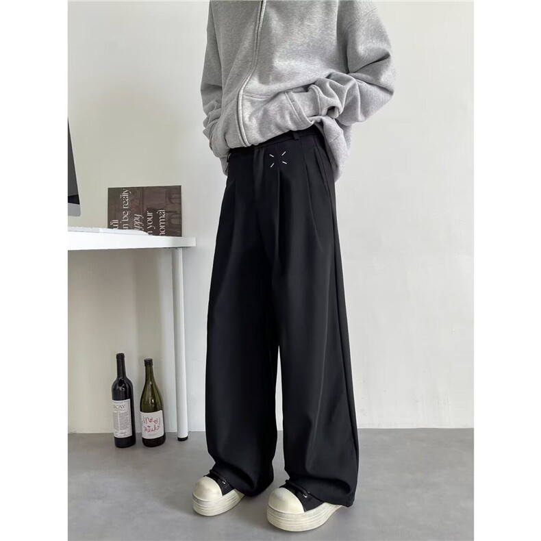 立体小众设计垂坠感阔腿裤男直筒休闲裤宽松春拖地裤K6103-P43,男装休闲裤,星座412-3