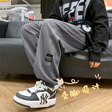 百搭华夫格男冬季潮流宽松直筒裤港风高街潮牌阔腿-K921特批32，男装休闲裤，星座718-1