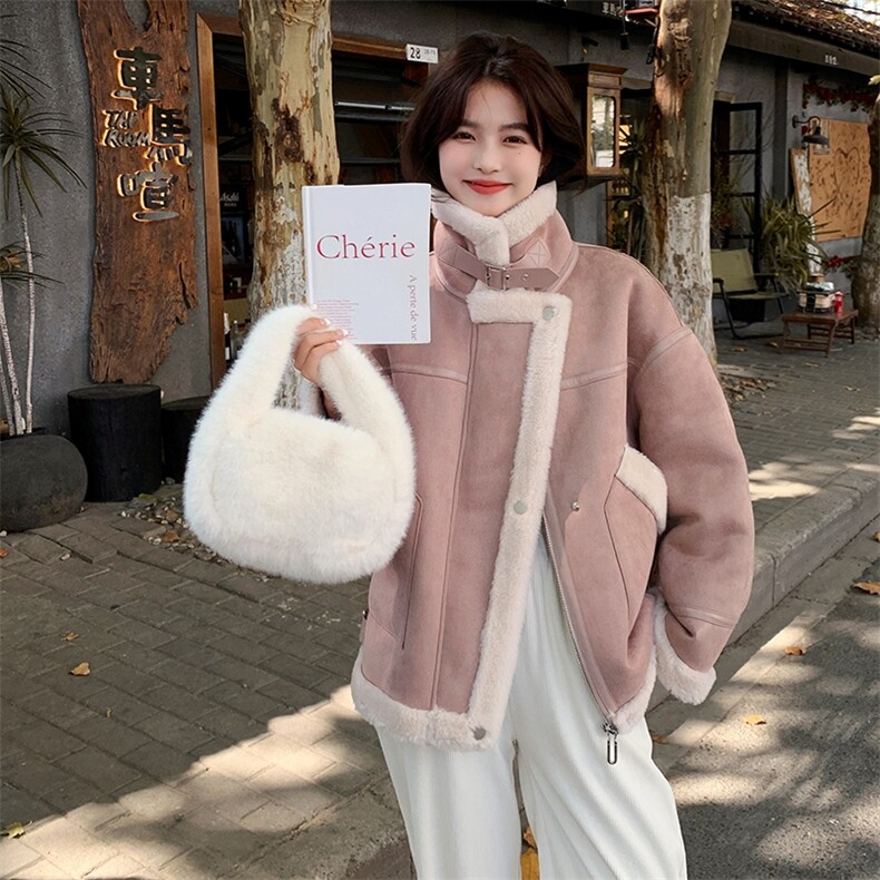 【档口有货】冬装新款皮毛一体羊羔毛外套2D112-5507-P195K288,女装短外套,2D112