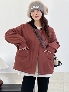 冬季加绒派克服棉衣女2025新款小个子针织连帽休闲工装棉衣外套图片