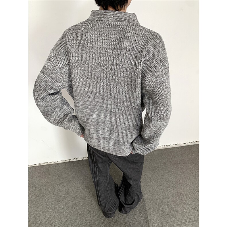 老钱风polo领毛衣男款秋季潮牌cleanfit高级感宽松慵懒套头针织衫,男装针织衫/毛衣,星座410-6（原星座1304-1）