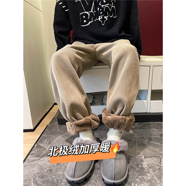 A165-K8535-P6078雪尼尔灯芯绒卫裤北极绒加厚休闲裤束脚,男装休闲裤,电商A165