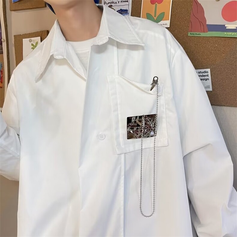 男青春流行文艺简约新款长袖百搭方领气质衬衫标准纯色潮流夏季潮,男装衬衫,星座716-4