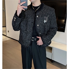 小香风毛绒西装外套男秋冬季高级感韩版潮流宽松加厚短款夹克上衣，男装夹克，星座506A