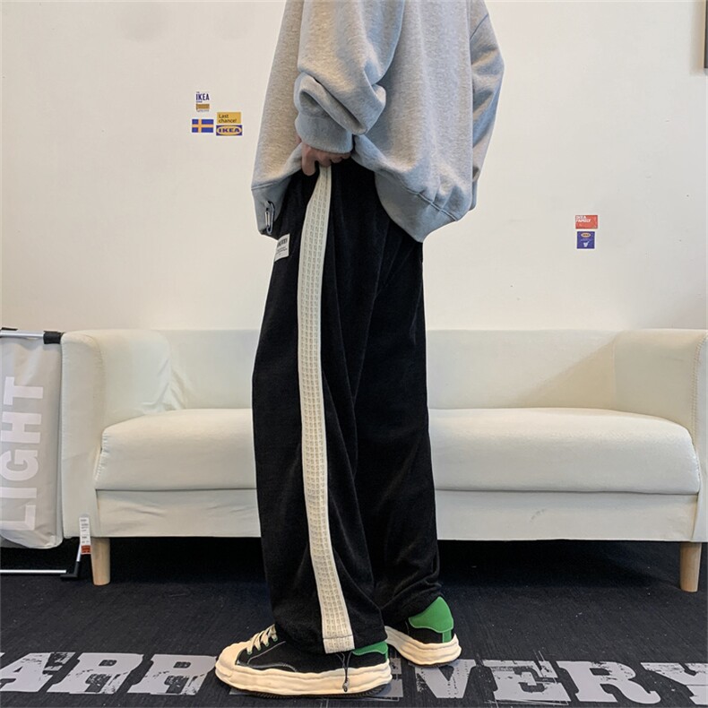 灯芯绒裤子男潮牌编织带拼接卫裤oversize高街休闲裤K0710-P40,男装休闲裤,星座308B-2