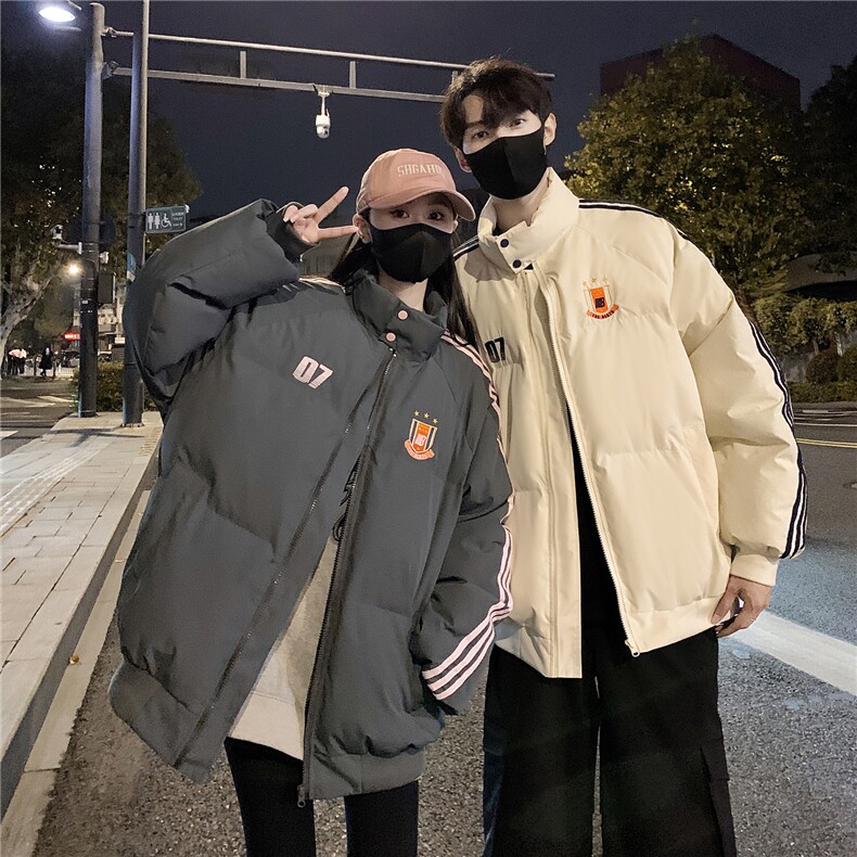 情侣冬装港风织带棉服刺绣logo棉衣休闲加厚外套男G1105P118,男装棉衣,电商A339