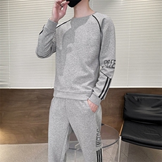 秋冬新款时尚套装运动圆领潮牌弹力卫衣卫裤大码宽松套装外套外贸，男装休闲套装，星座301D-5(原星座1415）