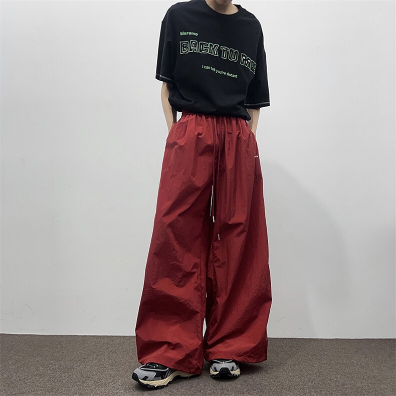 港风秋款男女休闲裤抽绳字母印花阔腿条纹长裤h8046P55,男装休闲裤,星座1013-1