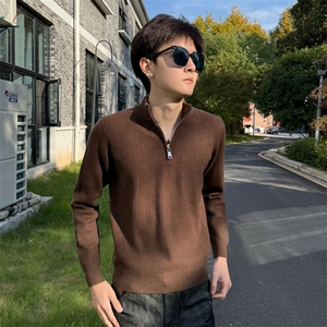 秋冬店主风社会小伙半高领纯色套头针织毛衣301A-1/M91/P58图片