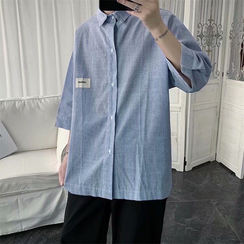 七分袖衬衫春款男港风潮流C29P32,男装衬衫,星座1116-2