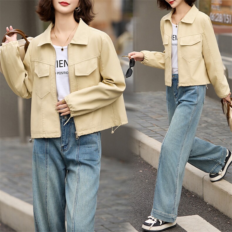 BAO款主推2025新款小个子宽松休闲秋冬气质洋气短款工装夹克上衣，女装皮衣，江南女神