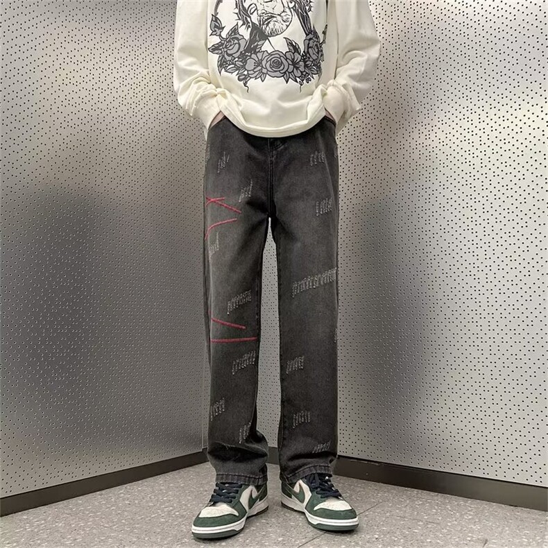 春季新款时尚潮流宽松牛仔裤,男装牛仔裤,四季星座218-1