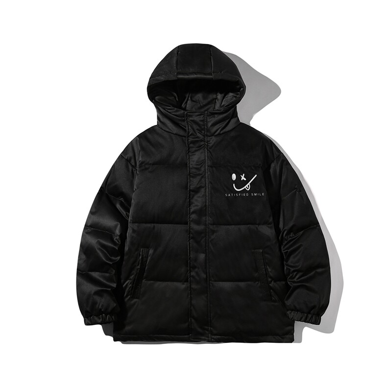 白底白鸭绒22冬季新款简约笑脸印花保暖连帽羽绒服YR140P225控298，男装羽绒服，电商A247-1
