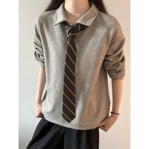 配领带 翻领百搭卫衣ZW0161-特批45，男装卫衣，星座313A(原308A-2)