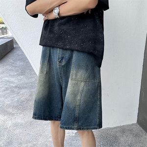 新款宽松直筒五分牛仔裤男青少年夏季薄款中裤潮牌休闲短裤图片