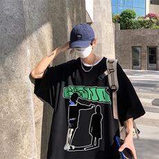 B239-1263-P28人像创意字母印花夏季重磅落肩袖短袖t恤美式，男装T恤，星座514-2(原B239)