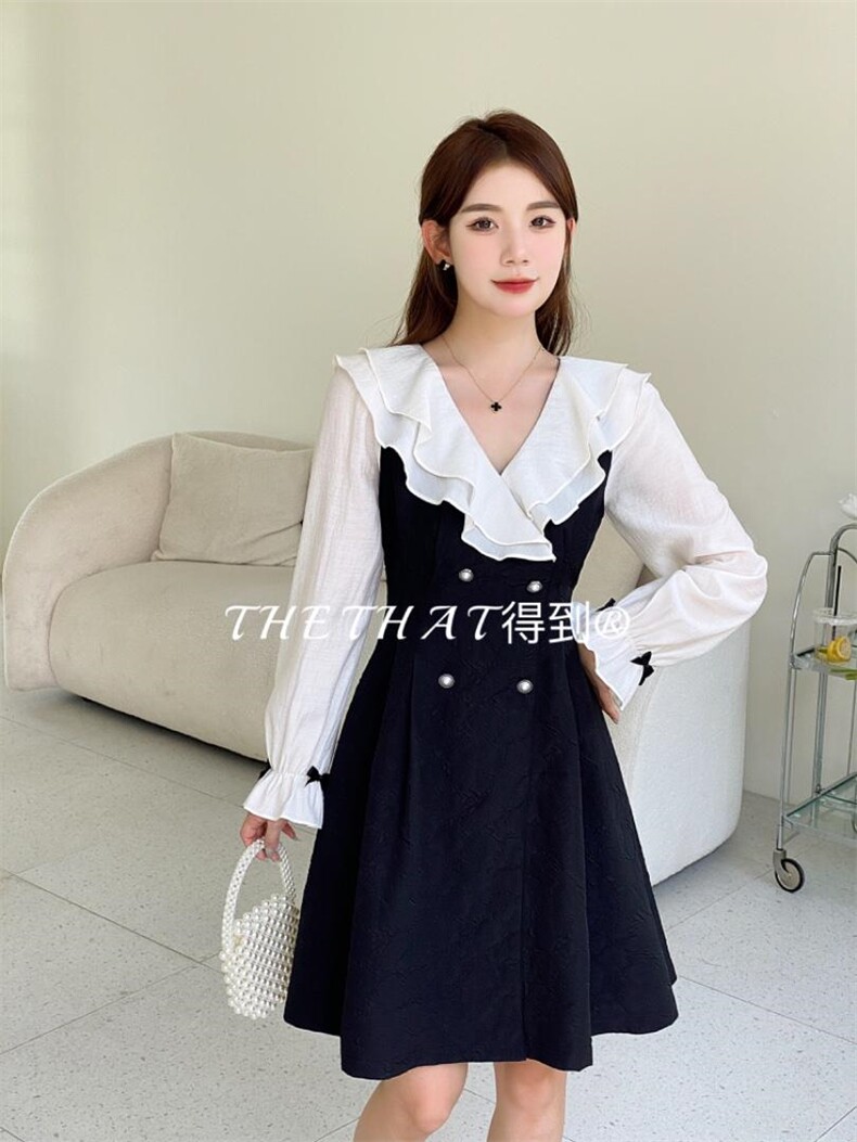 秋季新款印花连衣裙，女装连衣裙，得到THETHAT