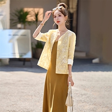 重工刺绣钉珠外套女夏季轻薄款高级感宽松休闲短款国风新中式上衣，女装套装/套裙，依多米