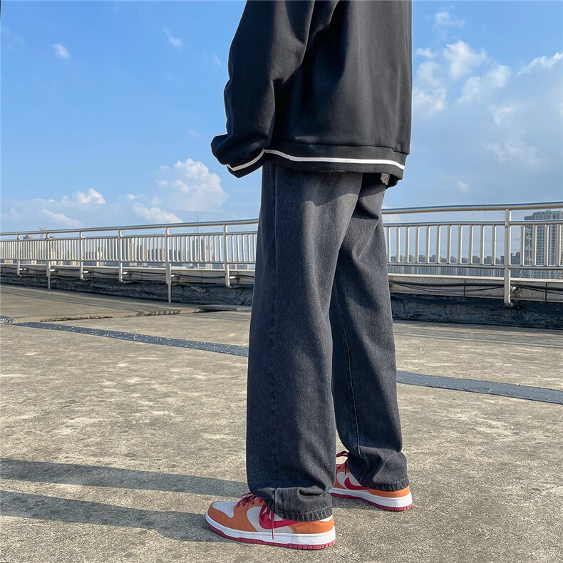 推荐！港风宽松潮流直筒牛仔长裤男女B377-N680-P4558,男装牛仔裤,电商B377