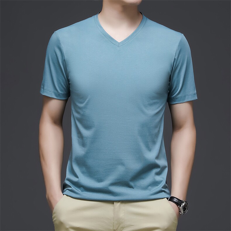 AD21555钱塘2020-3夏季男士纯色莫代尔棉短袖T恤P38,男装T恤,钱塘207-3