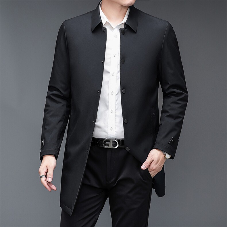 DZ62299钱塘2020-3秋冬季新款时尚休闲简约长款中年男士风衣P200,男装风衣,钱塘207-3
