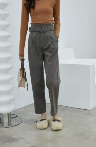 冬季新款气质显瘦腰头设计感遮肉呢绒厚实百搭休闲，女装，拉嘉图