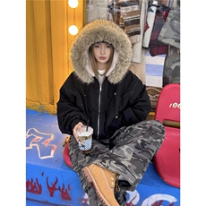 网图美式重磅解构座山雕棉服百搭棉衣毛领派克服A025-CY19021-P90，男装棉衣，电商A025