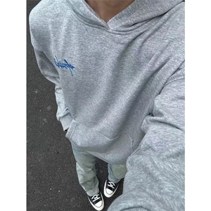 网图有货 华棉 刺绣连帽字母贴标卫衣男女宽松情侣上衣 A813-P48图片