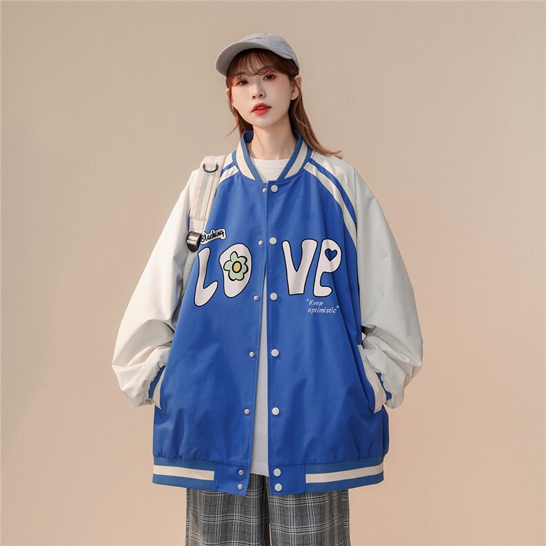 中性风22秋季设计感简约宽松棒球服夹克情侣装外套JK873P65控88,男装夹克,A247A
