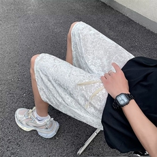 垂坠感盐系日系裤子男设计感丝绒冰丝松紧腰五分短裤潮DZ28，男装牛仔裤，星座1116A-1（原606A）