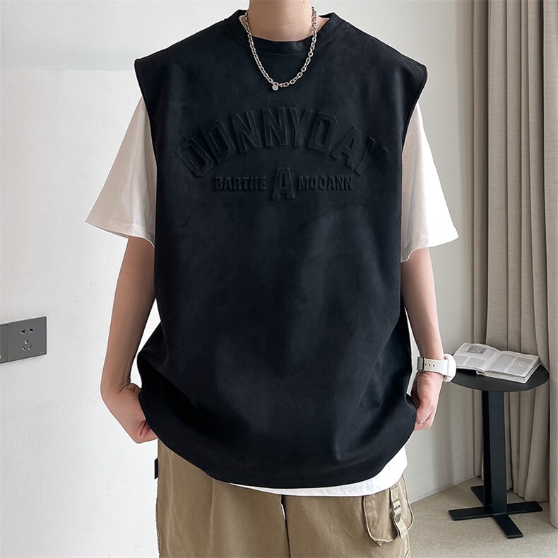 夏季字母背心潮流宽松T恤休闲上衣A071-T03-P30,男装背心/马甲,电商A071
