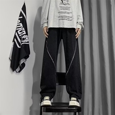 高街牛仔裤男韩版潮流拉链开衩2023秋冬新款ins宽松长裤K2695-P47，男装牛仔裤，星座412-3