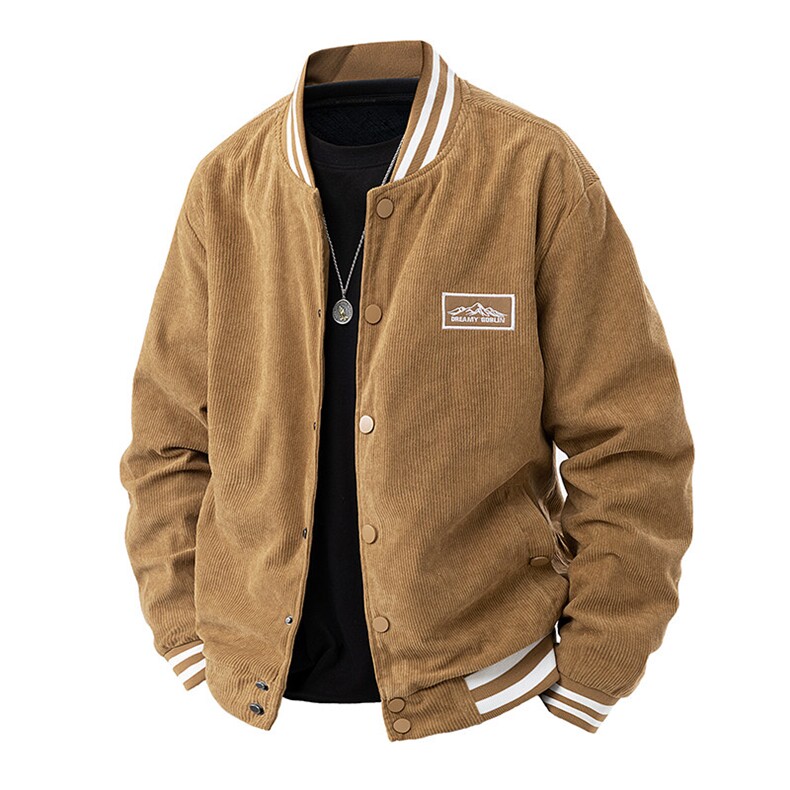 复古日系潮牌棒球服春秋季新款刺绣灯芯绒夹克外套男青年JK85-P50，男装夹克，星座1403A