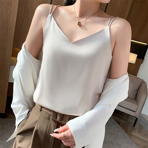 真丝吊带背心女内搭白色美背醋酸上衣缎面夏小西装桑蚕丝打底衫图片