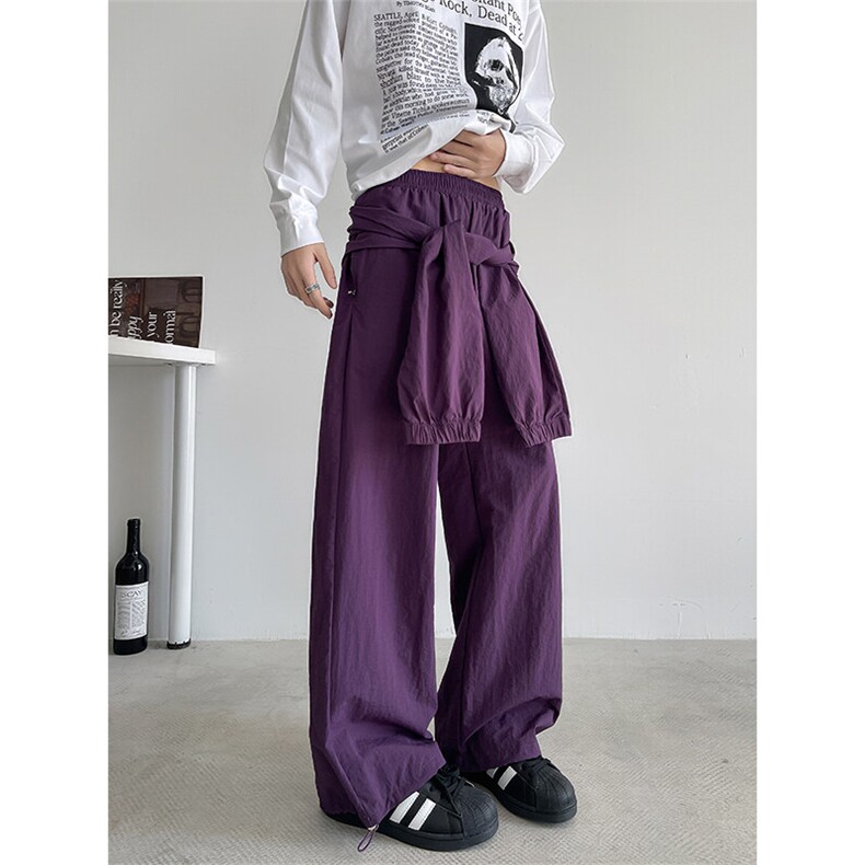8XL-M休闲裤男美式高街纯色绑带宽松跳舞直筒裤潮K9127P68控98,男装休闲裤,电商D206-1