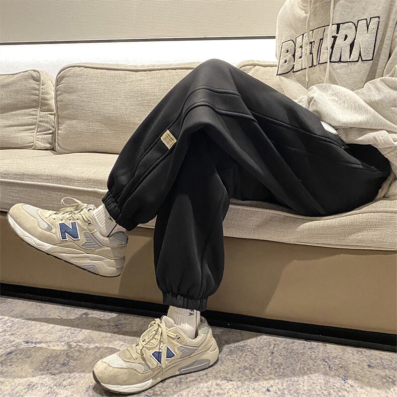 冬季韩版贴标拼接束脚运动裤保暖休闲长裤摇粒绒卫裤男K5310-P35,男装休闲裤,星座512-2
