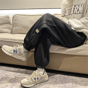冬季韩版贴标拼接束脚运动裤保暖休闲长裤摇粒绒卫裤男 K5310-P35图片