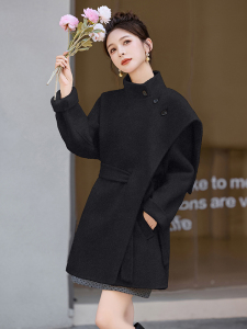 现货网红同款2025年冬季新款时尚休闲双面绵羊毛毛呢大衣外套女图片
