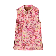 S28855田原~新中式国风无袖衬衫~炫彩印花复古立领斜襟马甲女夏，女装衬衫，恋慕依尚