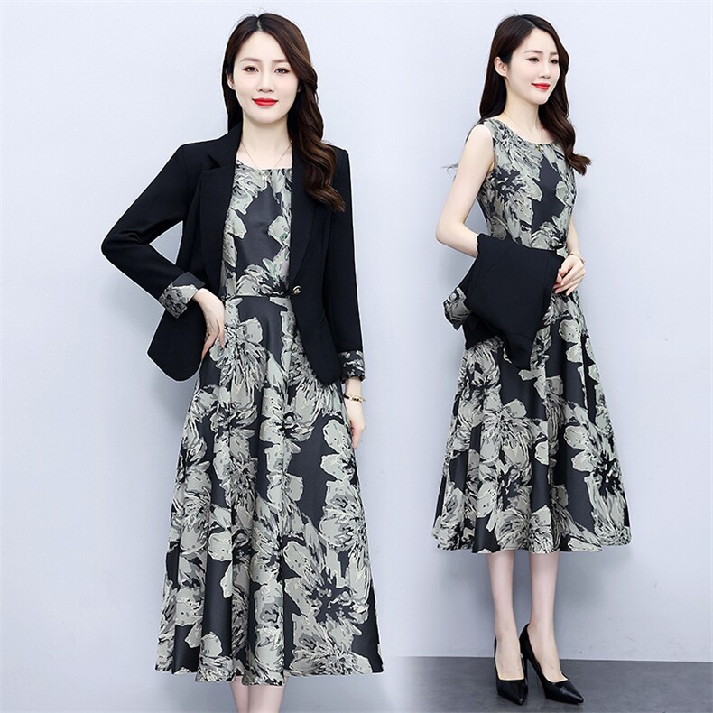 广州十三行爆款西装套装连衣裙女2025早春秋新款时尚长袖高档裙子，女装套装/套裙，时尚风爆