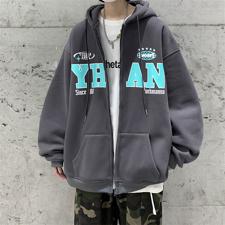 抖音供货、复合重磅360克现货开衫卫衣宽松D223A-KS2302-特P45,男装卫衣,电商019-1