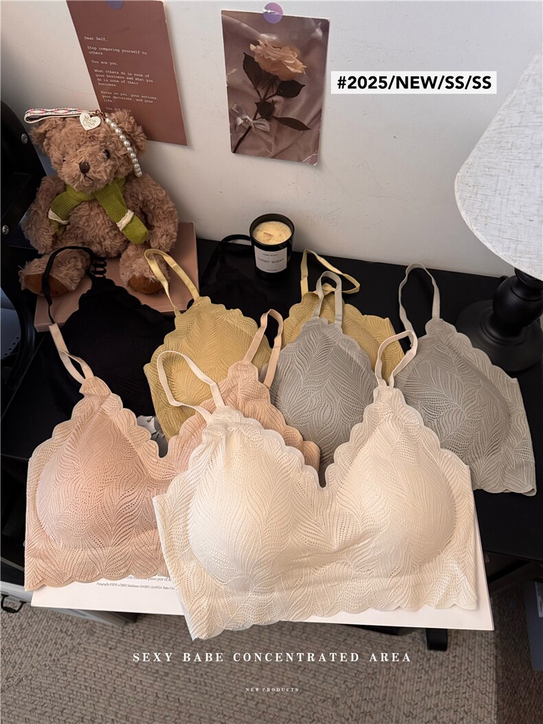 无痕蕾丝抹胸内衣小胸聚拢不空杯收副乳防下垂背心小吊带，女装背心吊带，梦白服饰厂